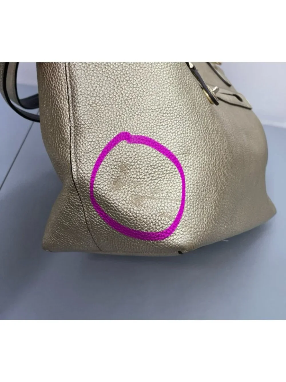 Coach Taylor Tote Shoulder Bag Zip Top Metallic Pebbled Leather Gold